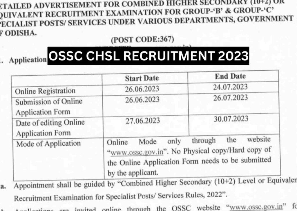 OSSC CHSL Recruitment 2023