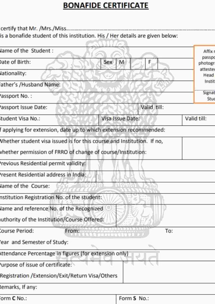 Bonafide Certificate PDF Format