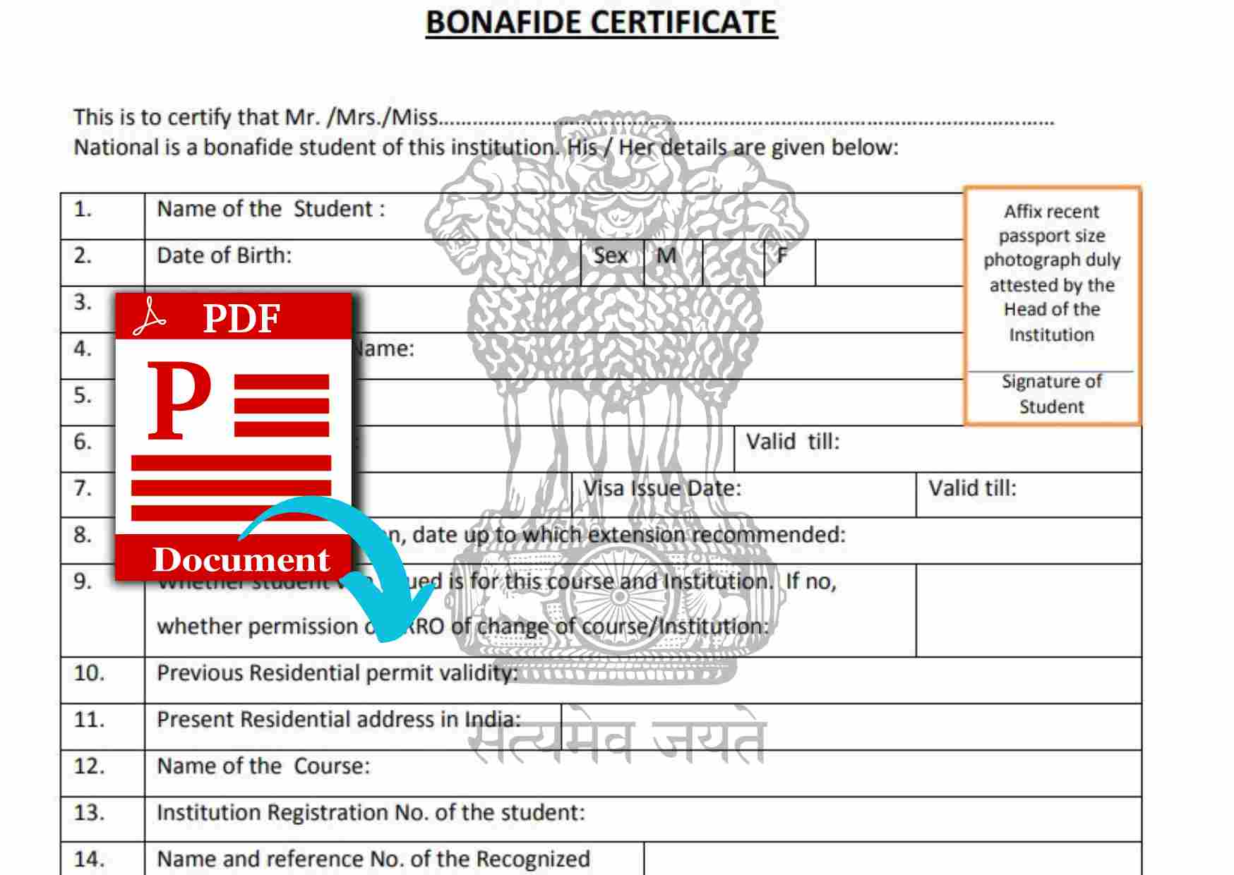 Bonafide Certificate PDF 2023 Format