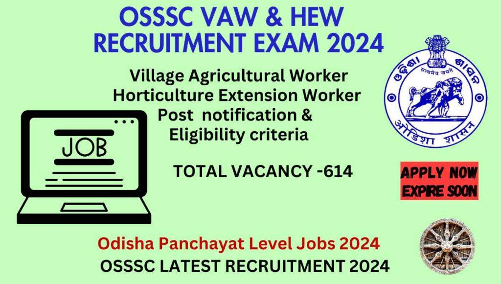 OSSSC VAW HEW Recruitment 2024 latest notification, Eligibility , Exam date